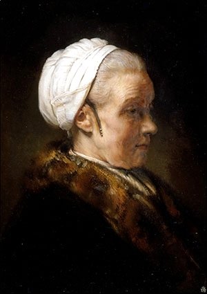 Rembrandt - Lighting Study of an Elderly Woman in a White Cap