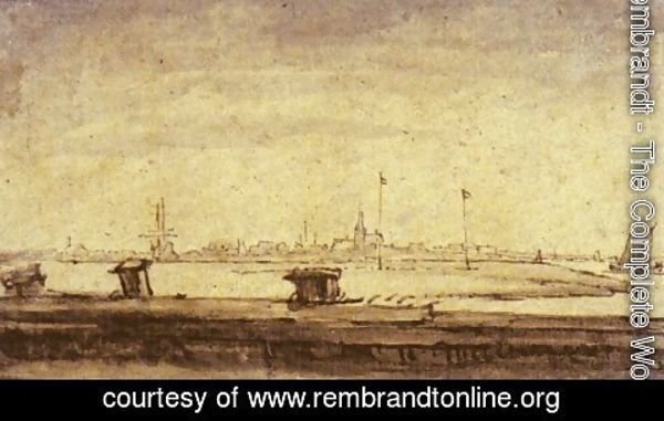 Rembrandt - Schellingwou seen from the Diemerdijk