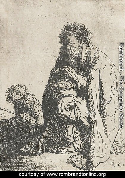 Rembrandt - Seated beggar and his dog