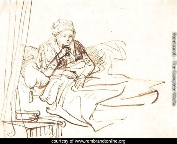 A Woman Sitting up in Bed