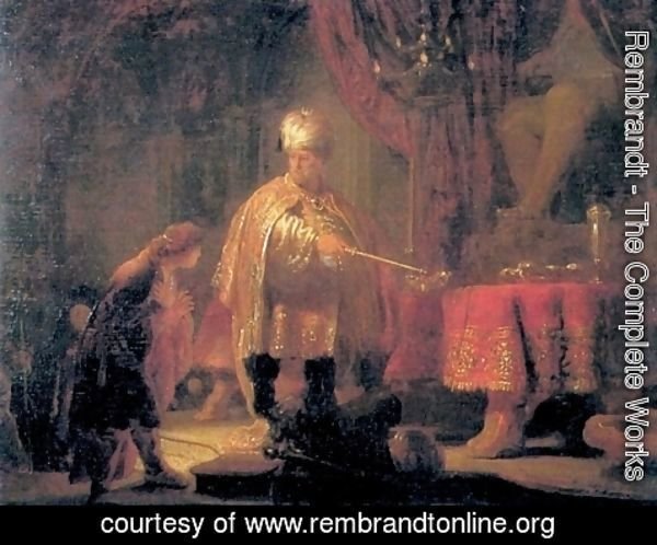 Rembrandt - Daniel and King Cyrus in front of the Idol of Bel