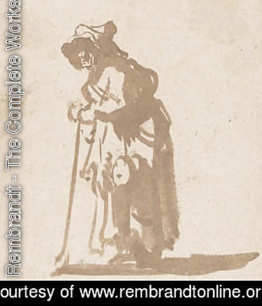 Beggar Woman Leaning on a Stick