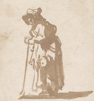 Rembrandt - Beggar Woman Leaning on a Stick