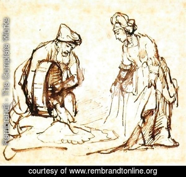 Rembrandt - Boaz Casting Barley into Ruth's Veil c. 1645