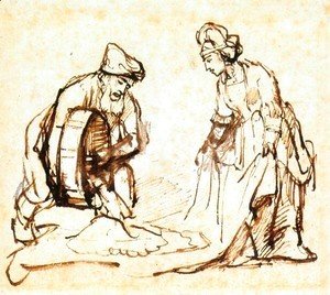 Boaz Casting Barley into Ruth's Veil c. 1645